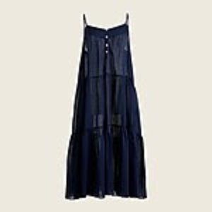 J. Crew Tiered button-front cover-up dress in Navy